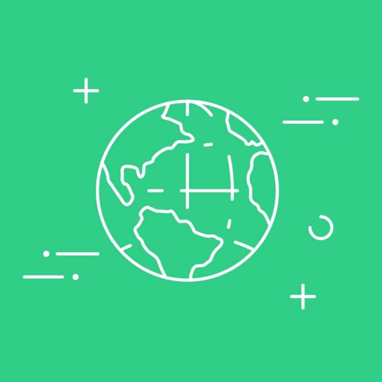 Illustration of globe on green background