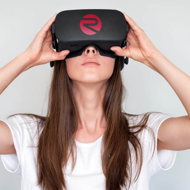 lady wearing VR headset